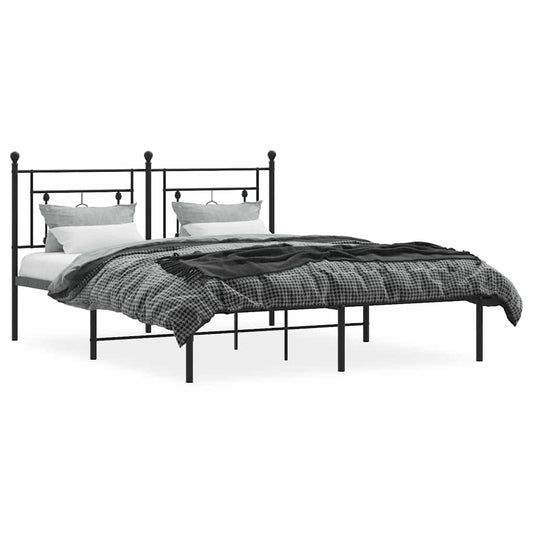 Sengeramme i metall med sengegavl svart 150x200 cm