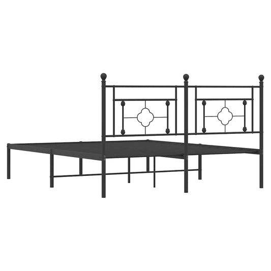 Sengeramme i metall med sengegavl svart 150x200 cm