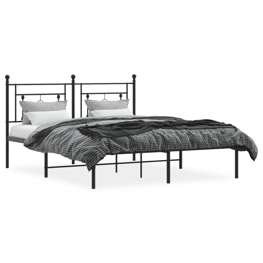 Sengeramme i metall med hodegavl svart 160x200 cm