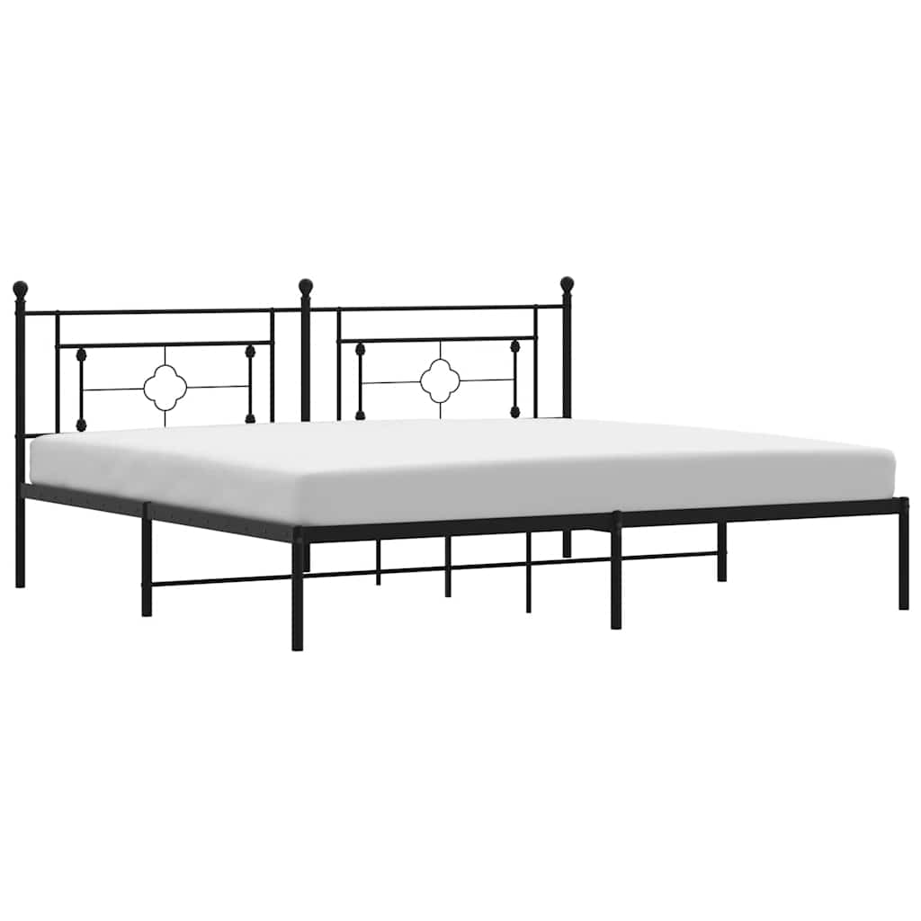 Sengeramme i metall med sengegavl svart 193x203 cm