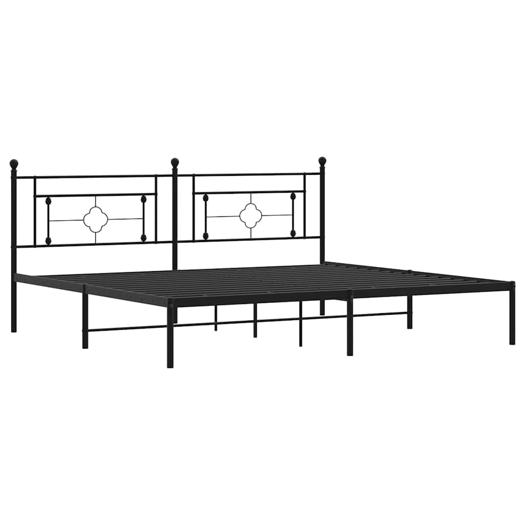 Sengeramme i metall med sengegavl svart 193x203 cm