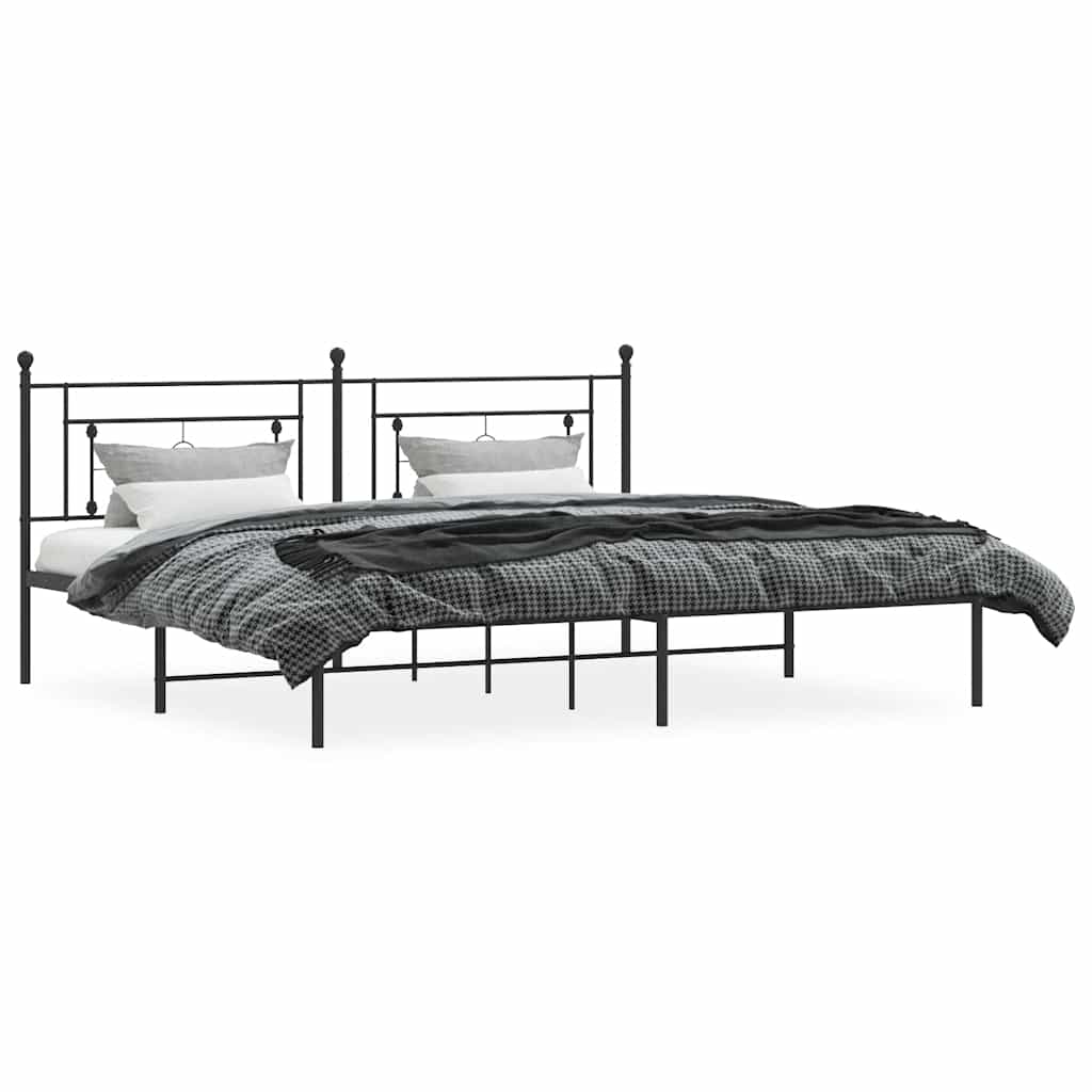 Sengeramme i metall med sengegavl svart 193x203 cm