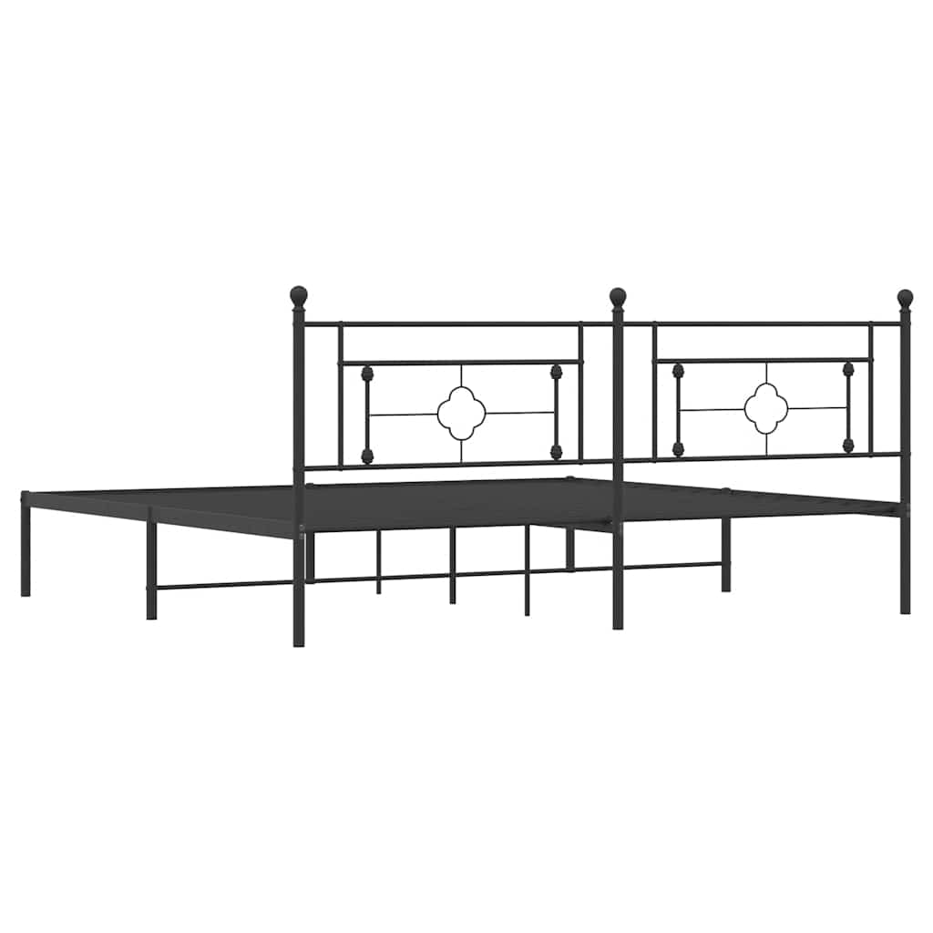 Sengeramme i metall med sengegavl svart 193x203 cm