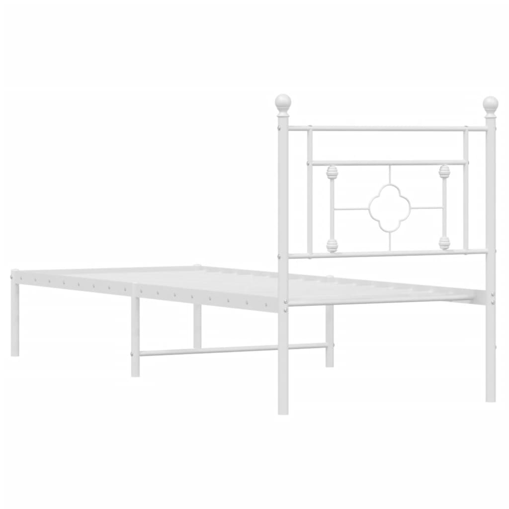 Sengeramme i metall uten madrass med hodegavl hvit 75x190 cm