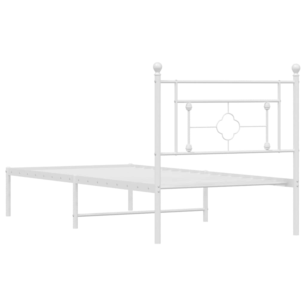 Sengeramme i metall med hodegavl hvit 100x200 cm