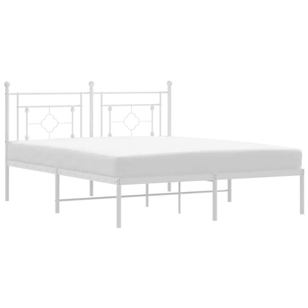 Sengeramme i metall med sengegavl hvit 160x200 cm