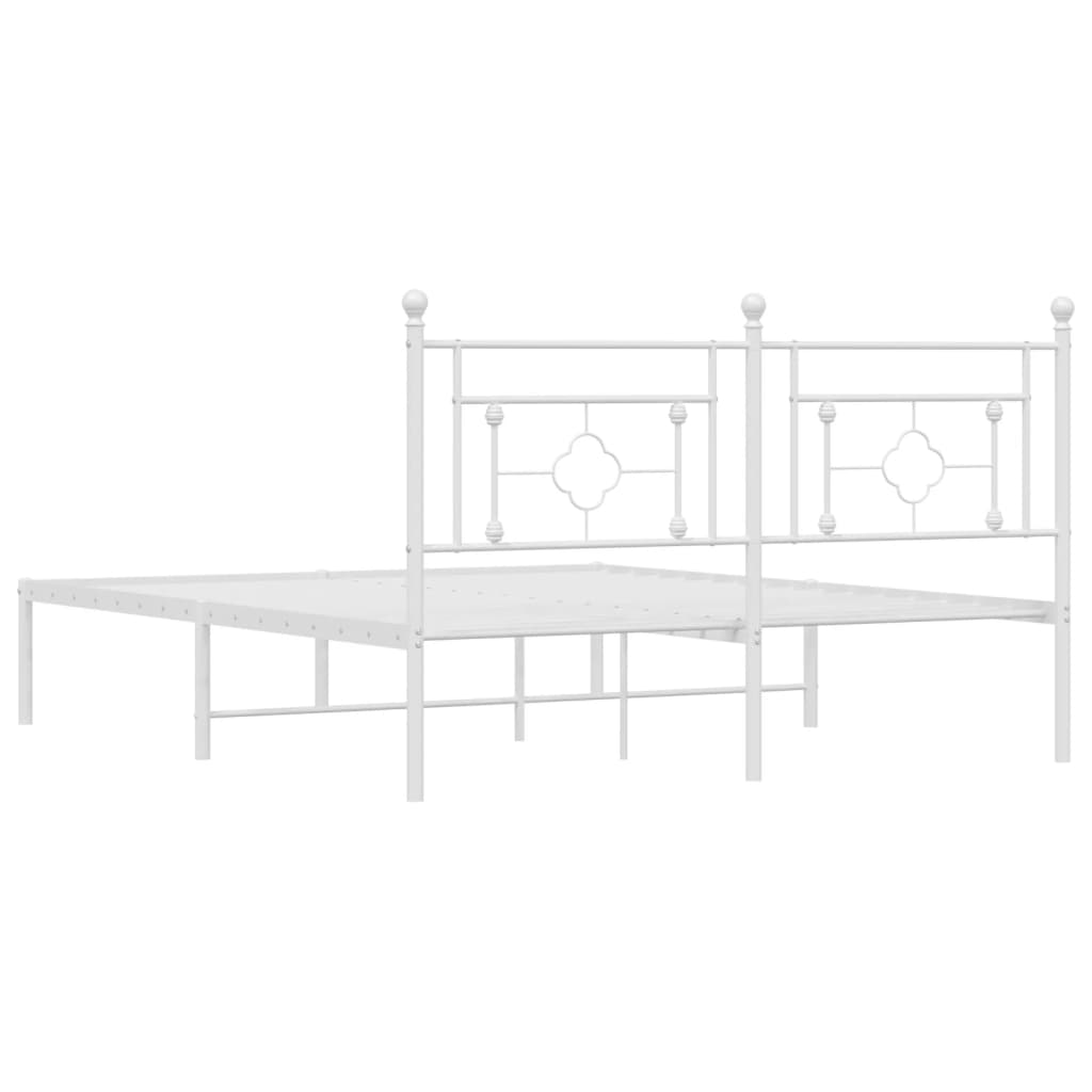Sengeramme i metall med sengegavl hvit 160x200 cm