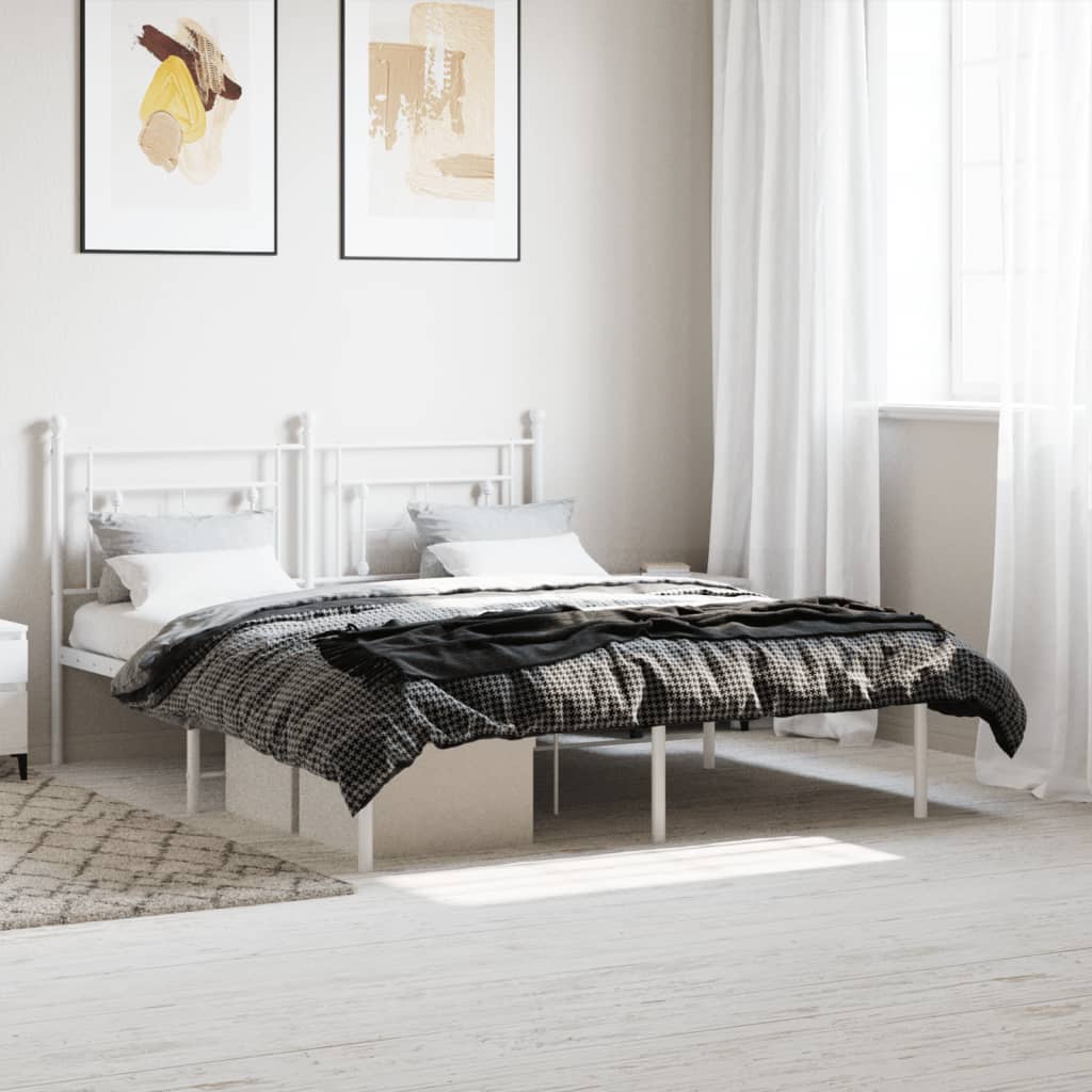 Sengeramme i metall med sengegavl hvit 160x200 cm