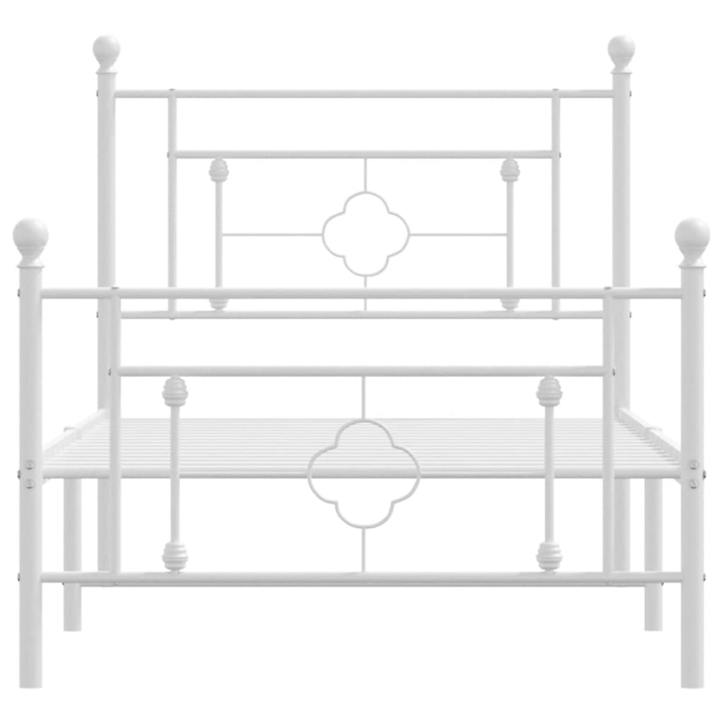 Sengeramme i metall med hode- og fotgavl hvit 100x200 cm