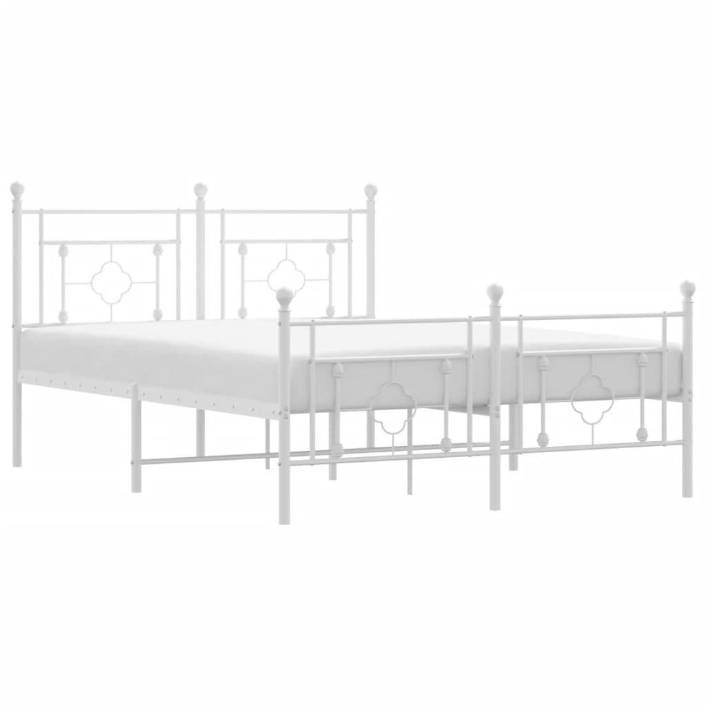 Sengeramme i metall med hode- og fotgavl hvit 135x190 cm