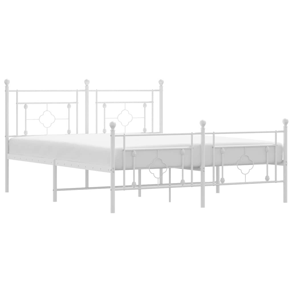 Sengeramme i metall med hode- og fotgavl hvit 150x200 cm