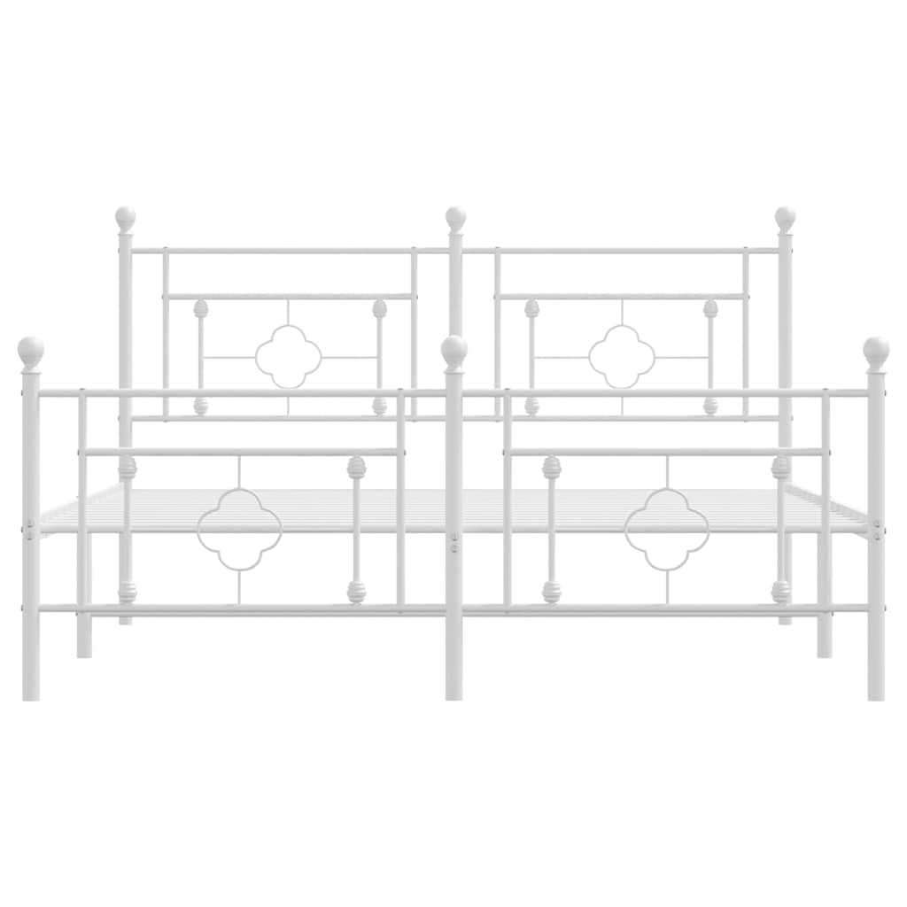 Sengeramme i metall med hode- og fotgavl hvit 150x200 cm