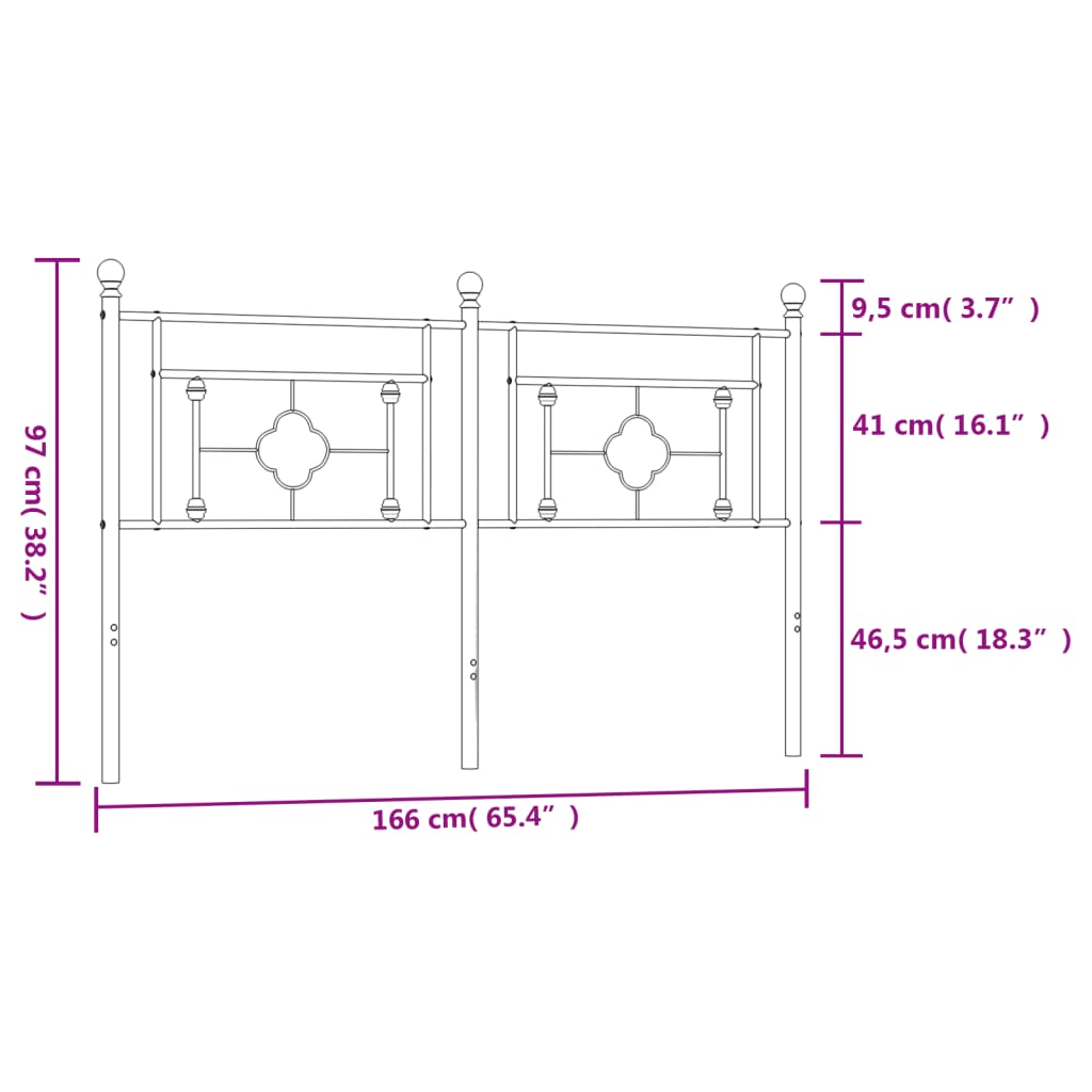Utskiftbar sengegavl i metall hvit 160 cm