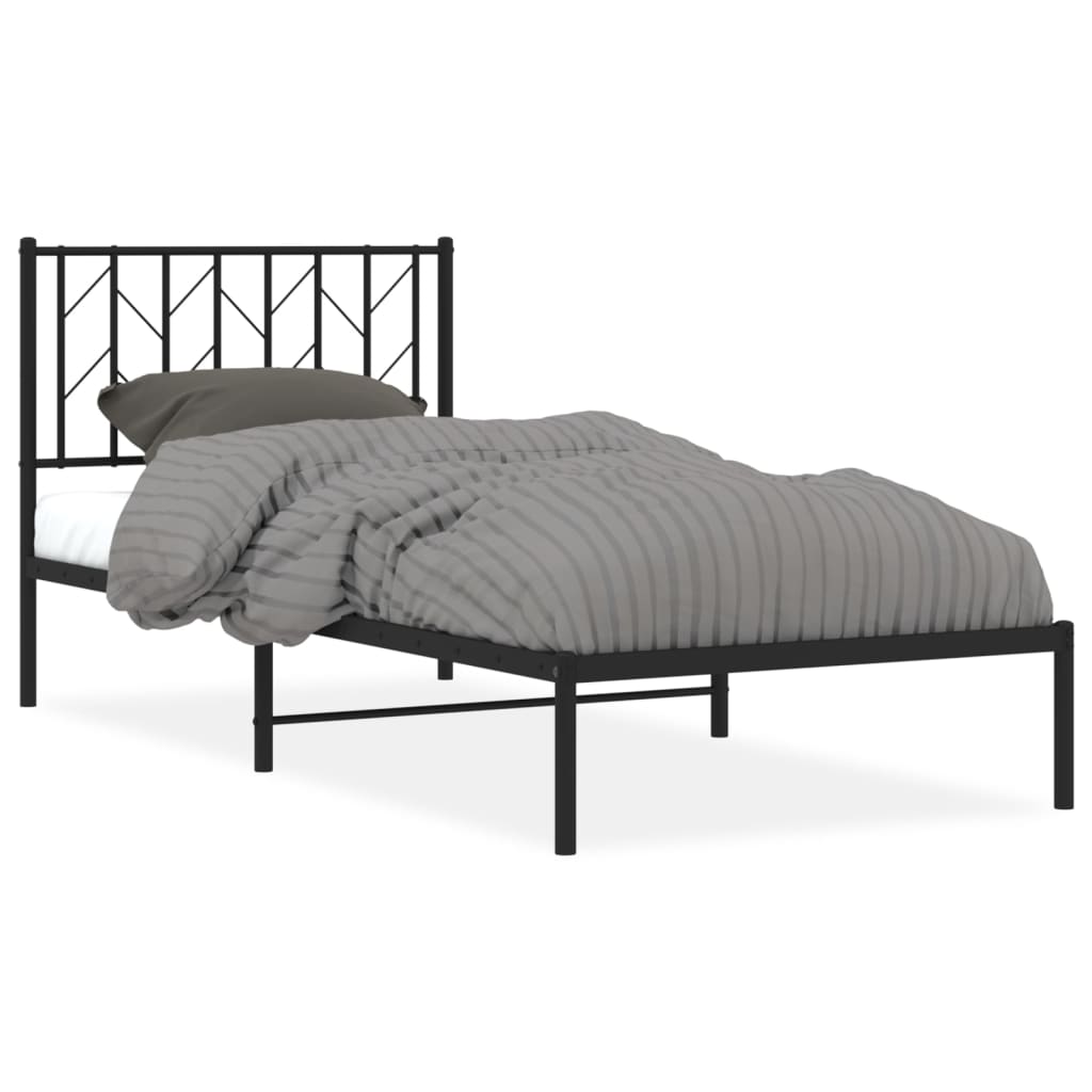 Sengeramme i metall med hodegavl svart 90x190 cm vidaXL