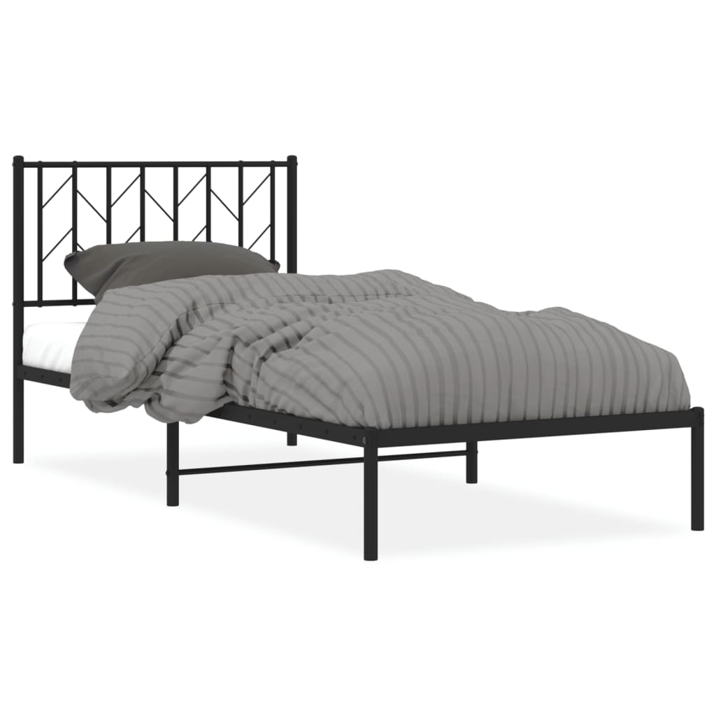 Sengeramme i metall med hodegavl svart 90x200 cm vidaXL