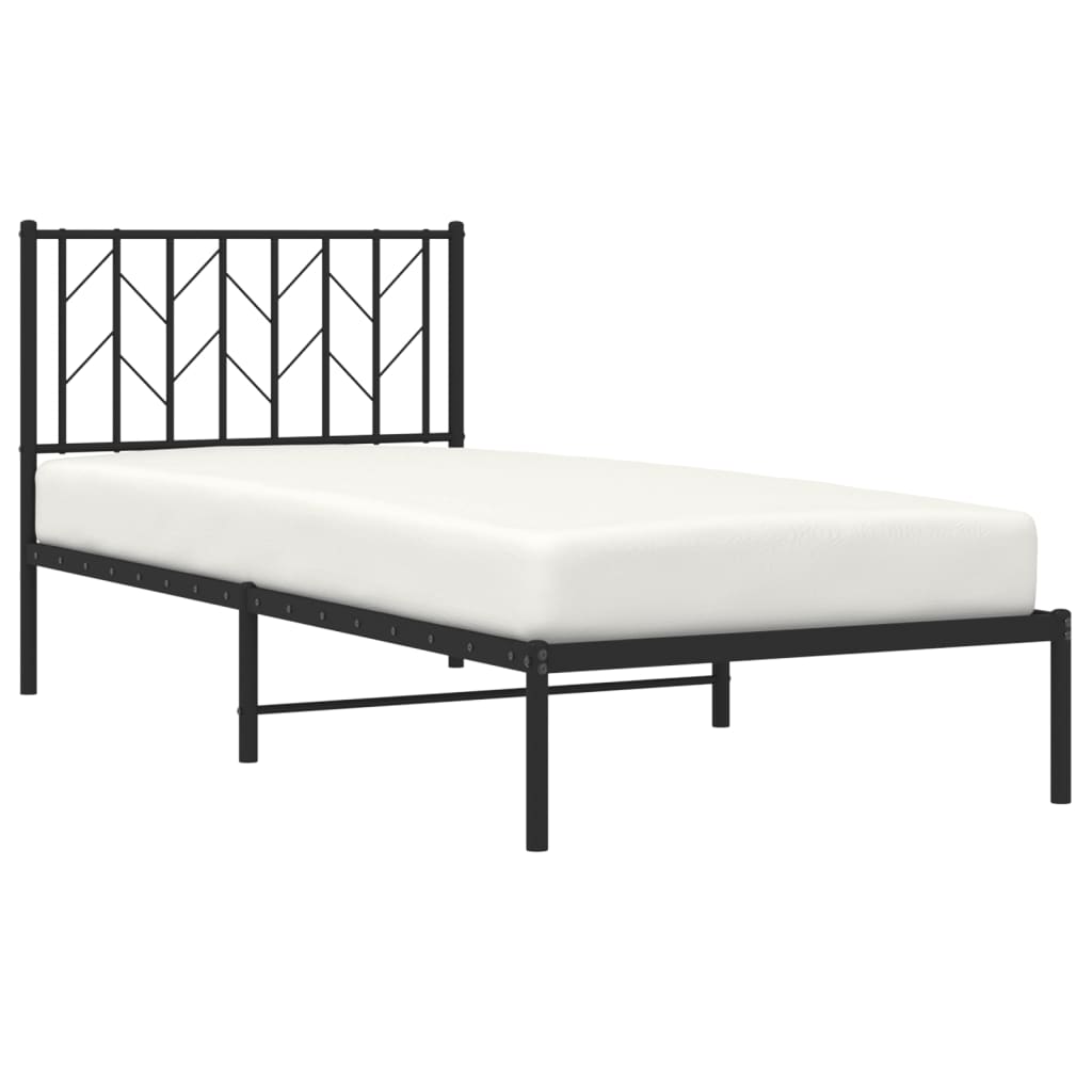 Sengeramme i metall med hodegavl svart 90x200 cm vidaXL