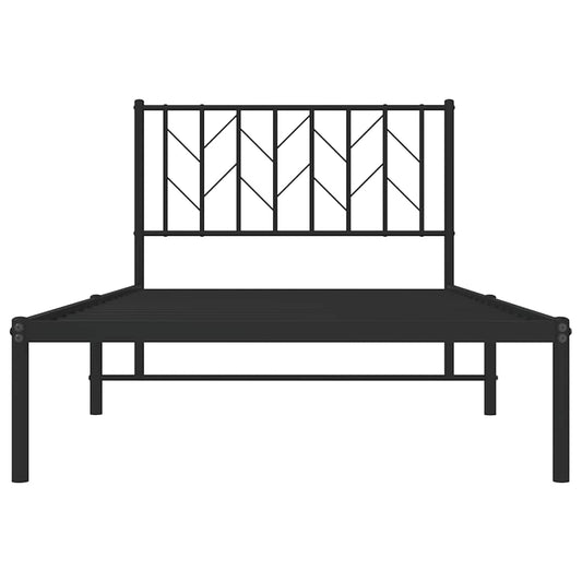 Sengeramme i metall med hodegavl svart 100x200 cm