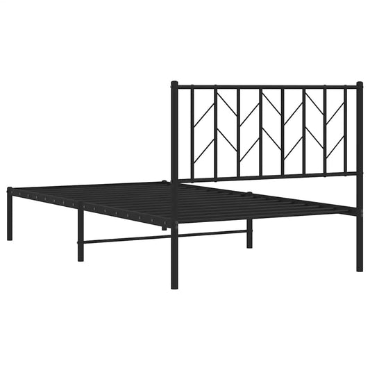 Sengeramme i metall med hodegavl svart 100x200 cm
