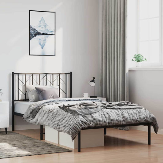 Sengeramme i metall med hodegavl svart 100x200 cm