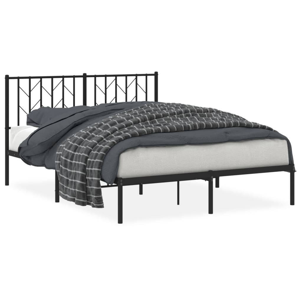 Sengeramme i metall med hodegavl svart 140x190 cm