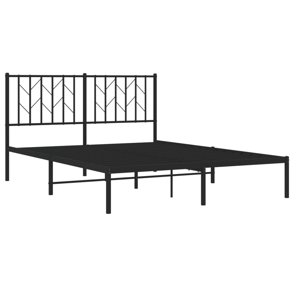 Sengeramme i metall med hodegavl svart 140x190 cm