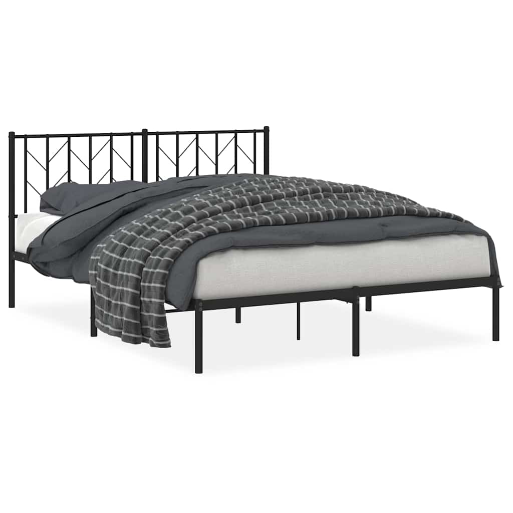 Sengeramme i metall med sengegavl svart 150x200 cm