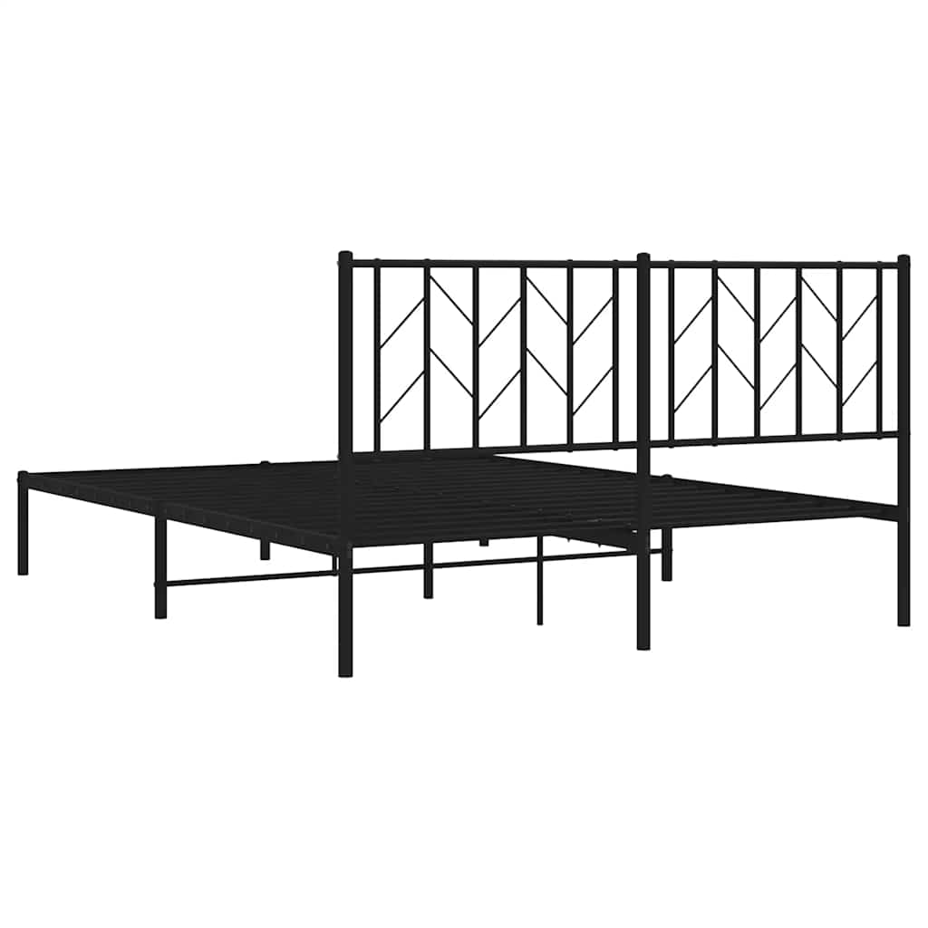 Sengeramme i metall med sengegavl svart 150x200 cm