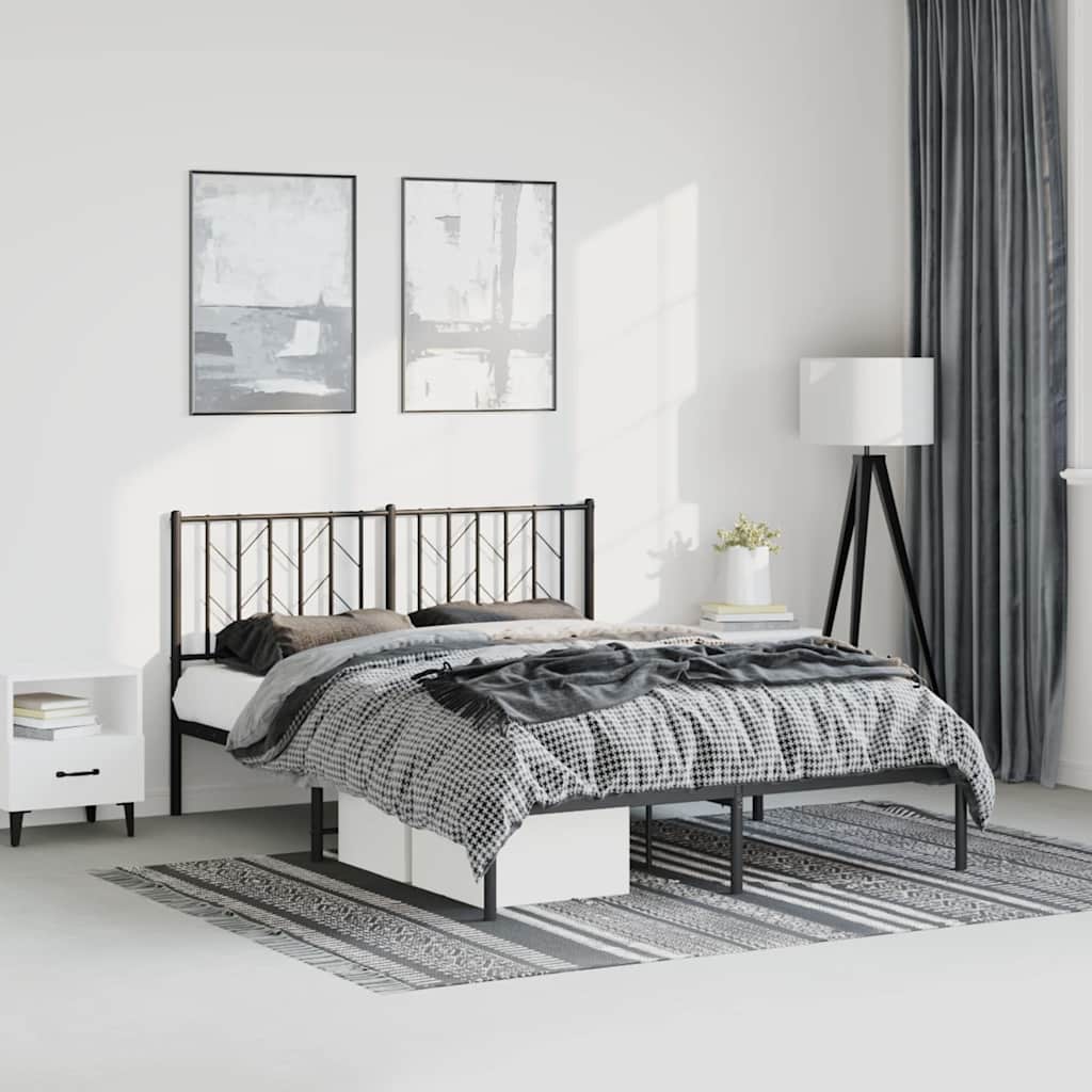 Sengeramme i metall med sengegavl svart 150x200 cm