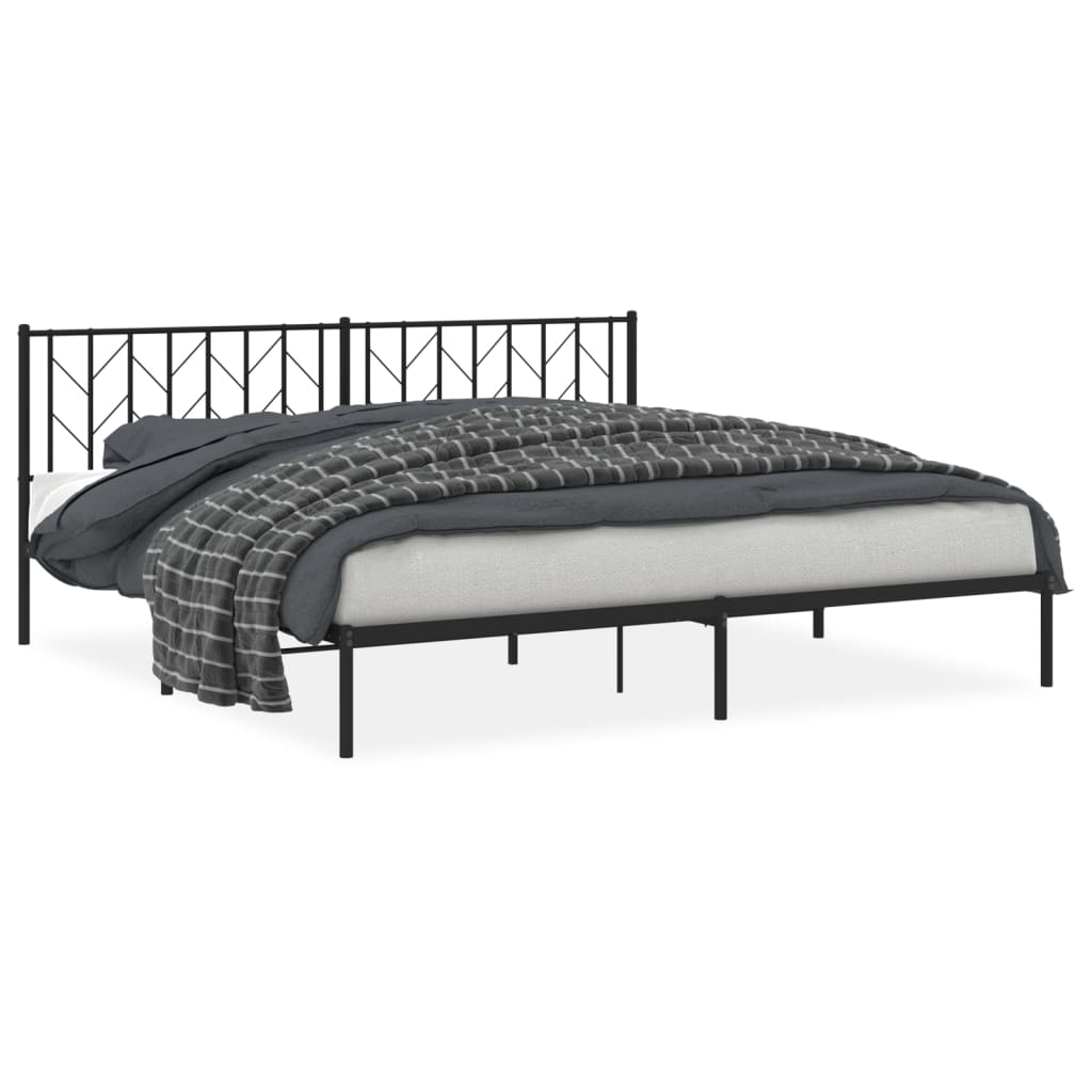 Sengeramme i metall med sengegavl svart 200x200 cm vidaXL