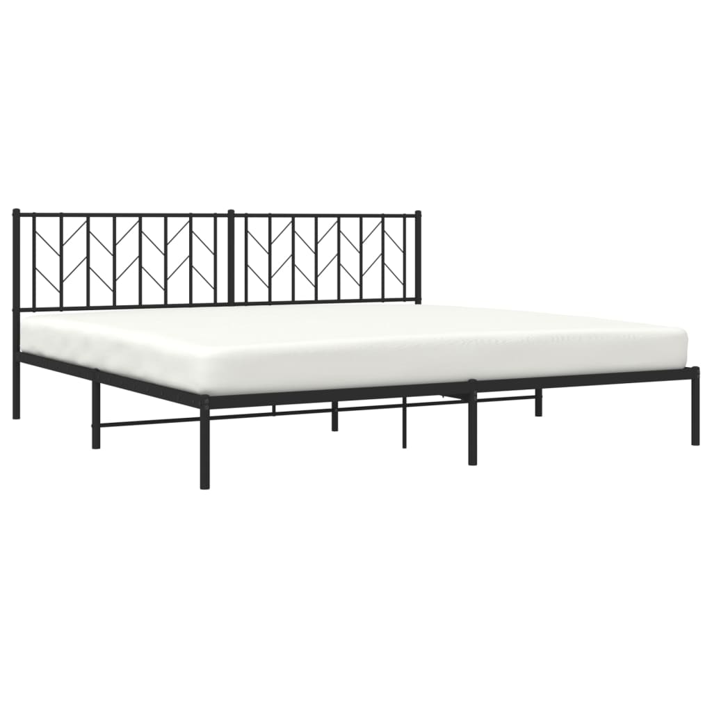 Sengeramme i metall med sengegavl svart 200x200 cm vidaXL