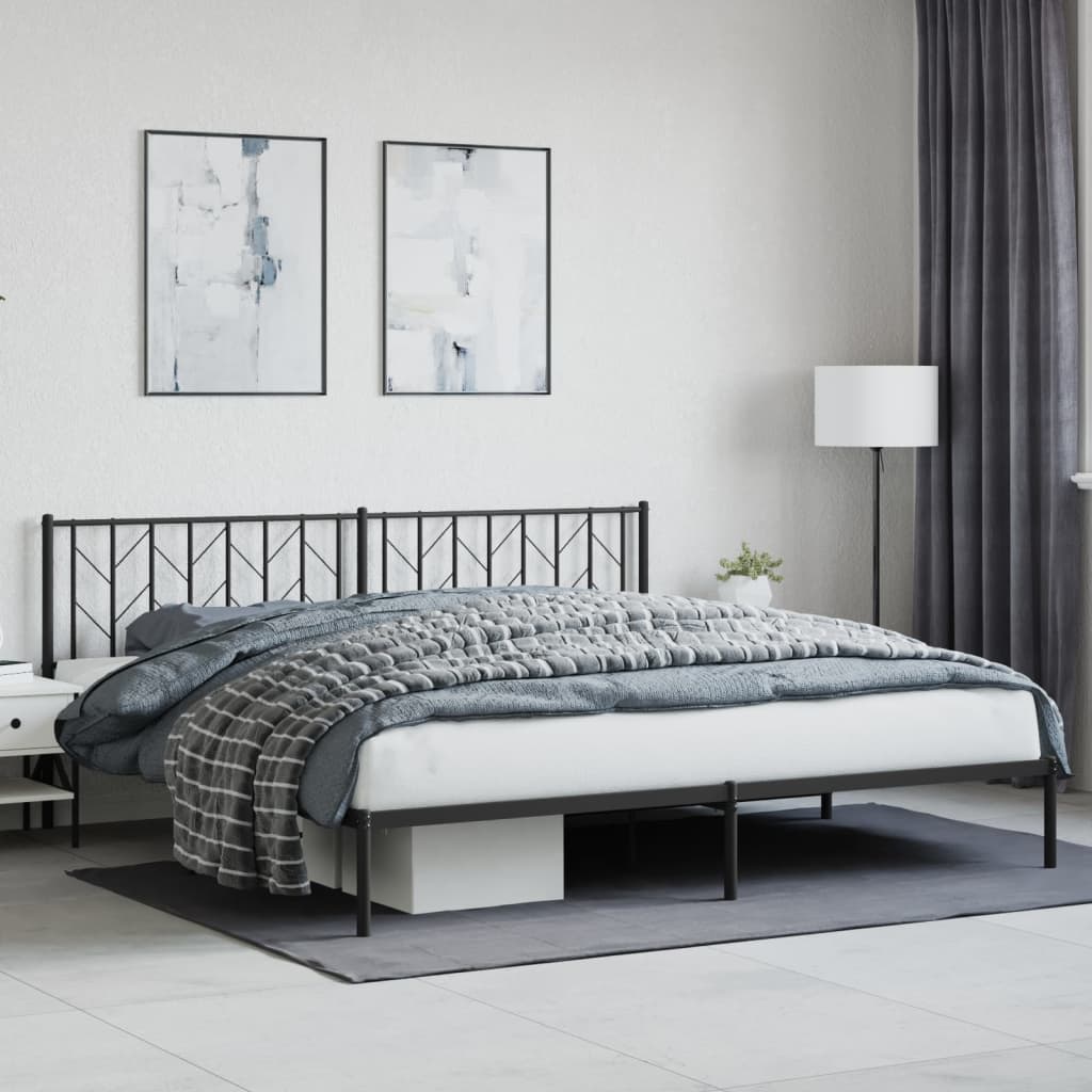 Sengeramme i metall med sengegavl svart 200x200 cm vidaXL