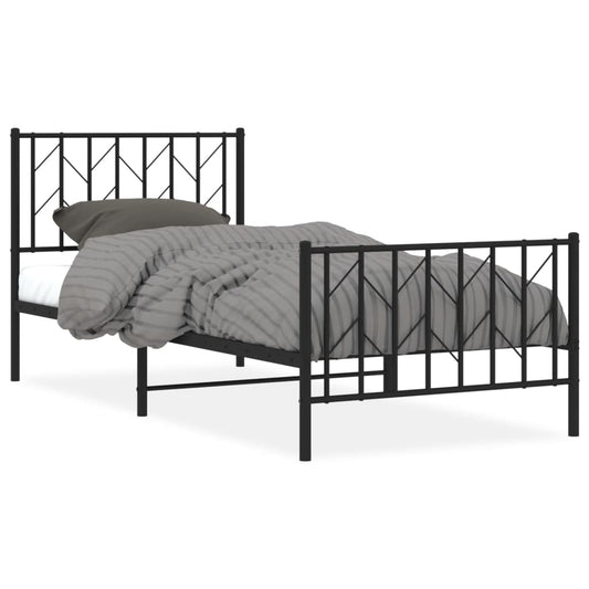 Sengeramme i metall med hode- og fotgavl svart 90x200 cm vidaXL
