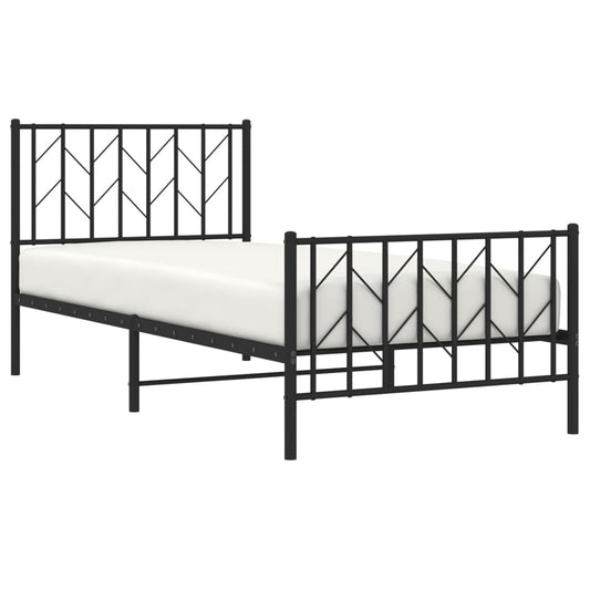 Sengeramme i metall med hode- og fotgavl svart 90x200 cm vidaXL