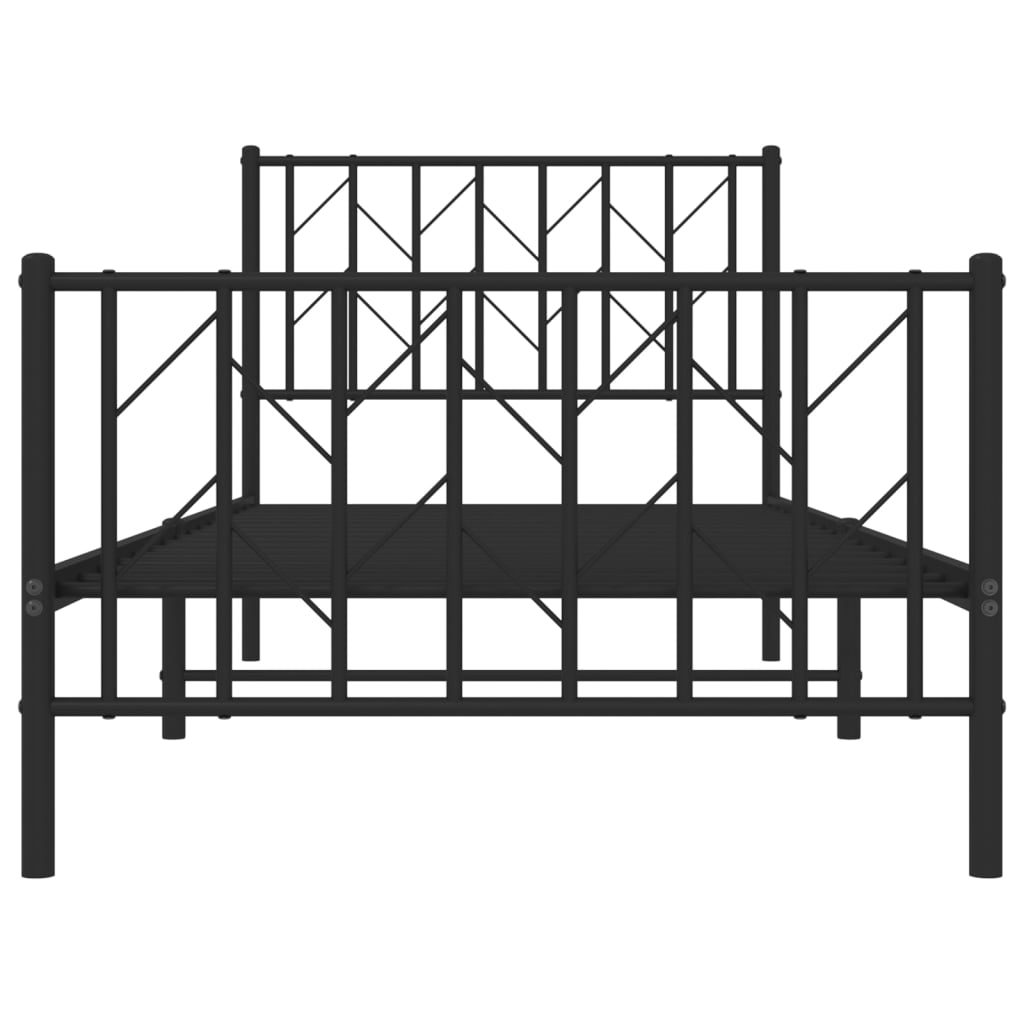 Sengeramme i metall med hode- og fotgavl svart 90x200 cm vidaXL