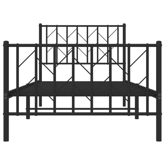 Sengeramme i metall med hode- og fotgavl svart 90x200 cm vidaXL