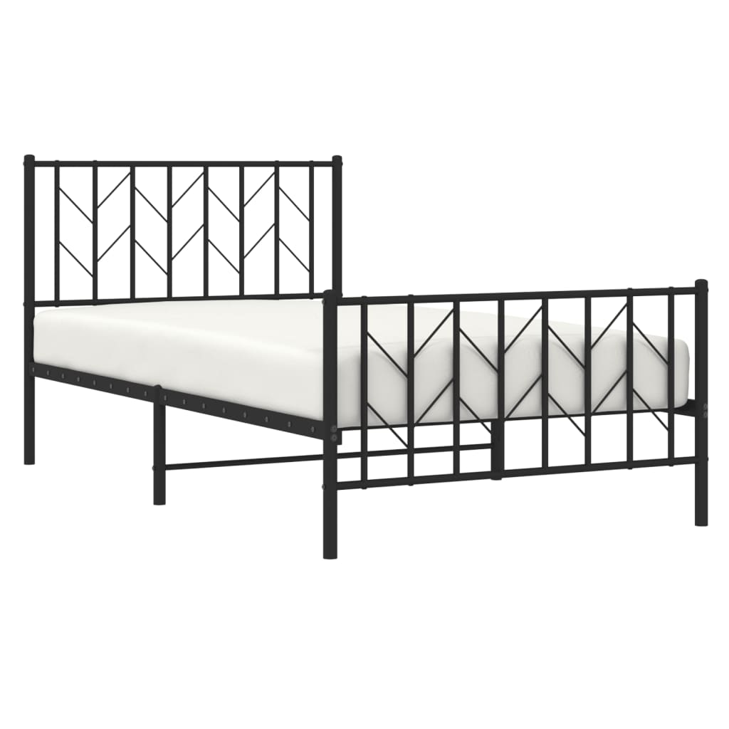 Sengeramme i metall med hode- og fotgavl svart 100x190 cm vidaXL
