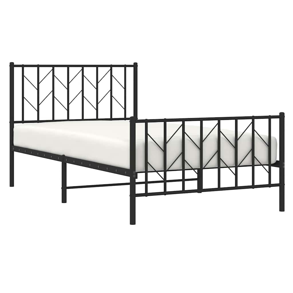 Sengeramme i metall med hode- og fotgavl svart 100x200 cm