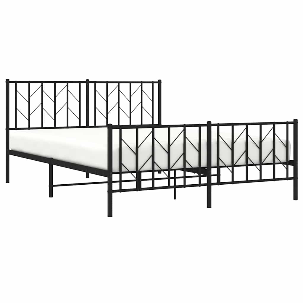 Sengeramme i metall med hode- og fotgavl svart 150x200 cm