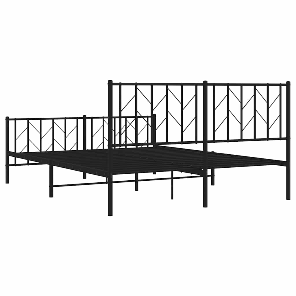 Sengeramme i metall med hode- og fotgavl svart 150x200 cm