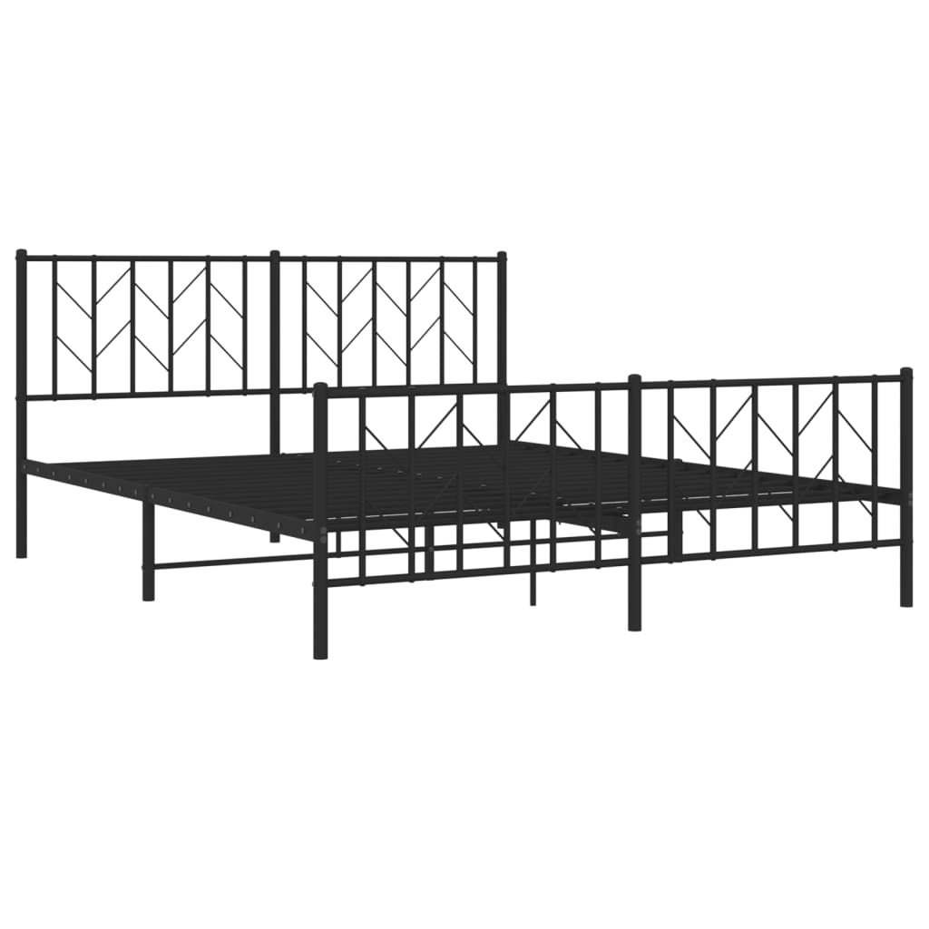 Sengeramme i metall uten madrass med fotgavl svart 160x200 cm