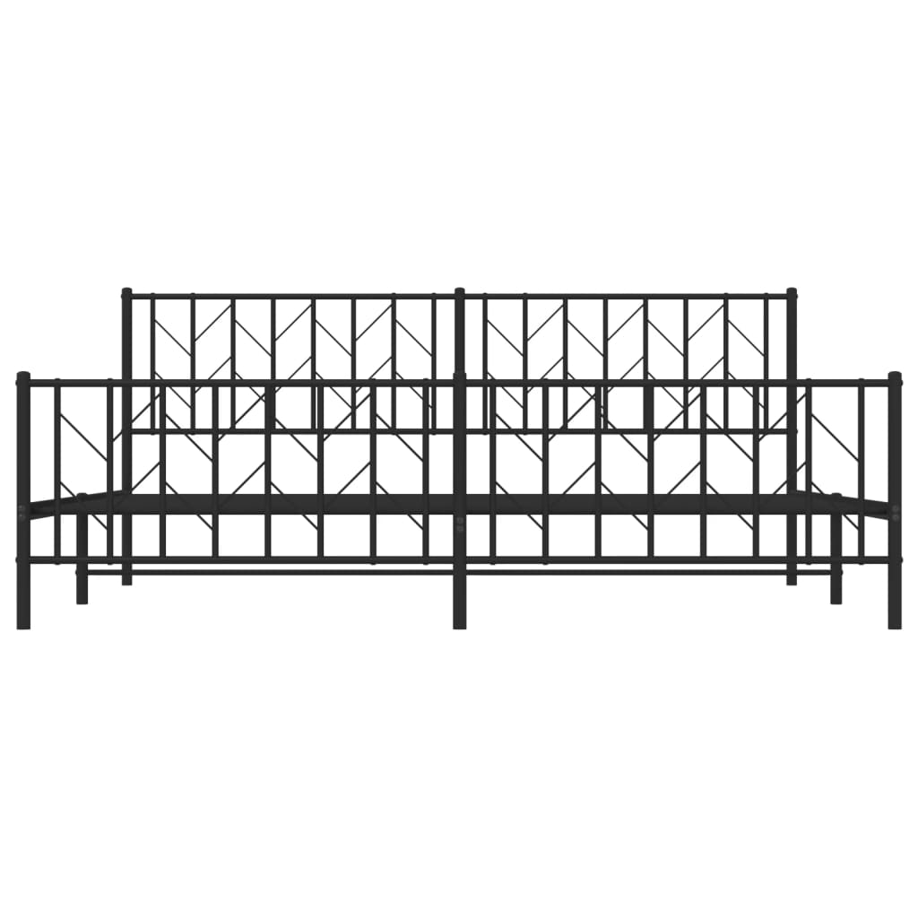 Sengeramme i metall med hode- og fotgavl svart 200x200 cm