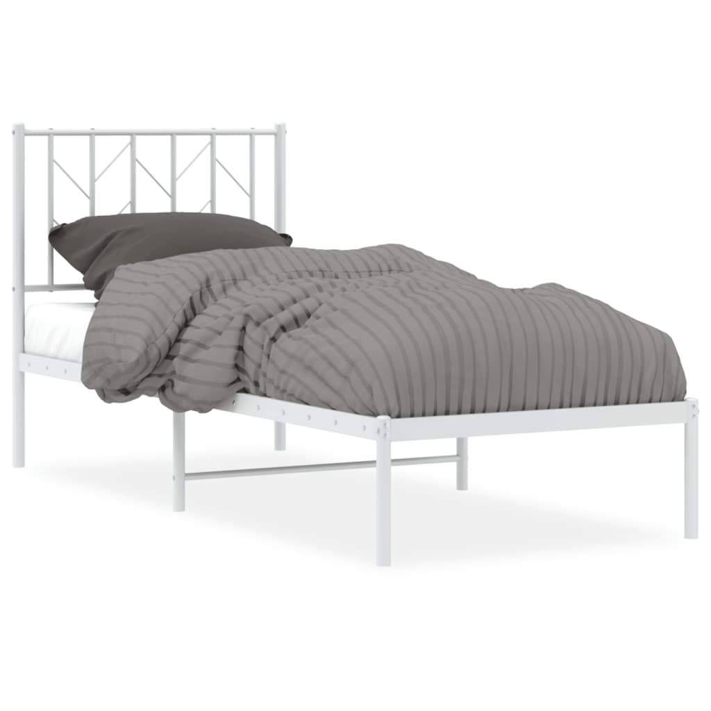 Sengeramme i metall uten madrass med hodegavl hvit 75x190 cm vidaXL