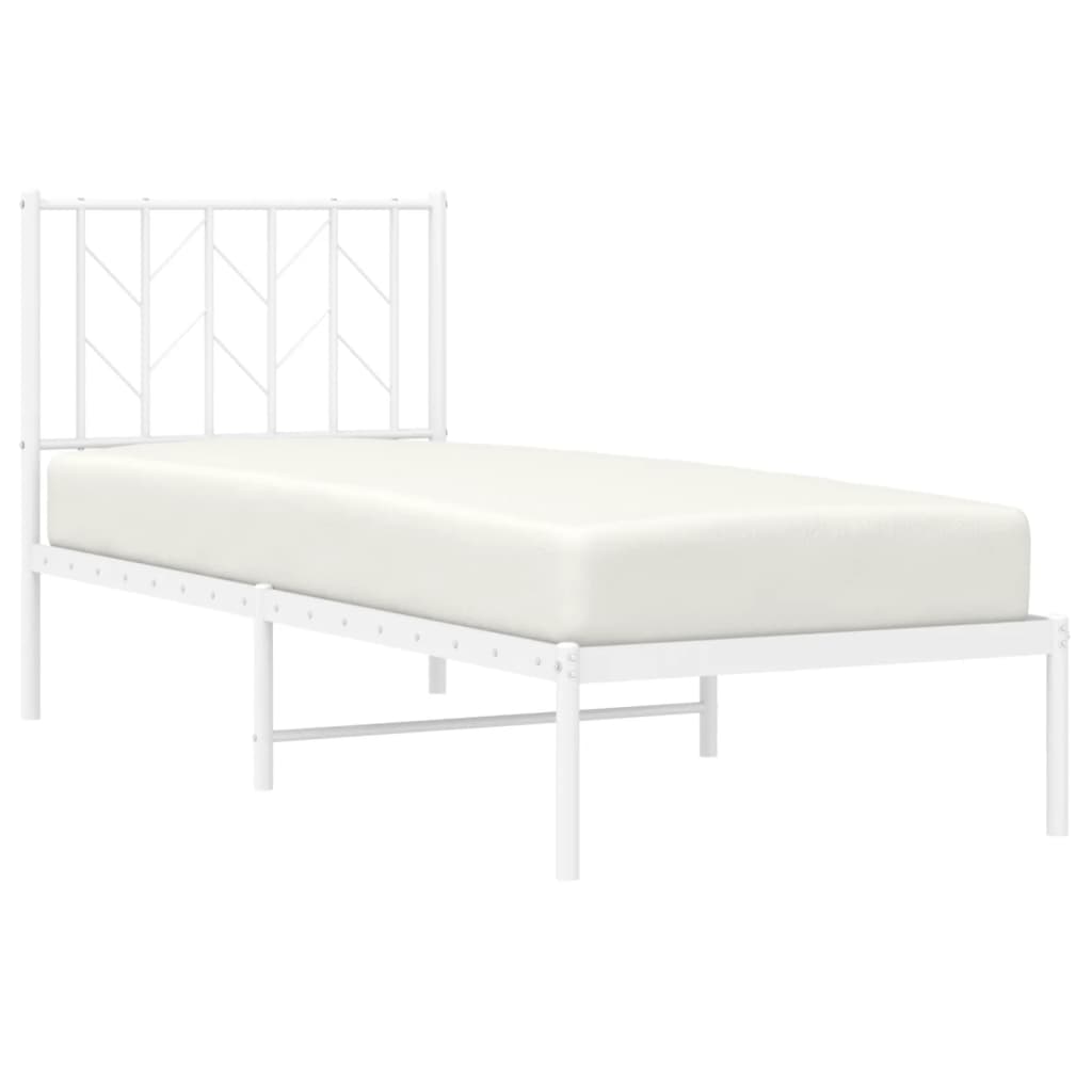 Sengeramme i metall uten madrass med hodegavl hvit 75x190 cm vidaXL