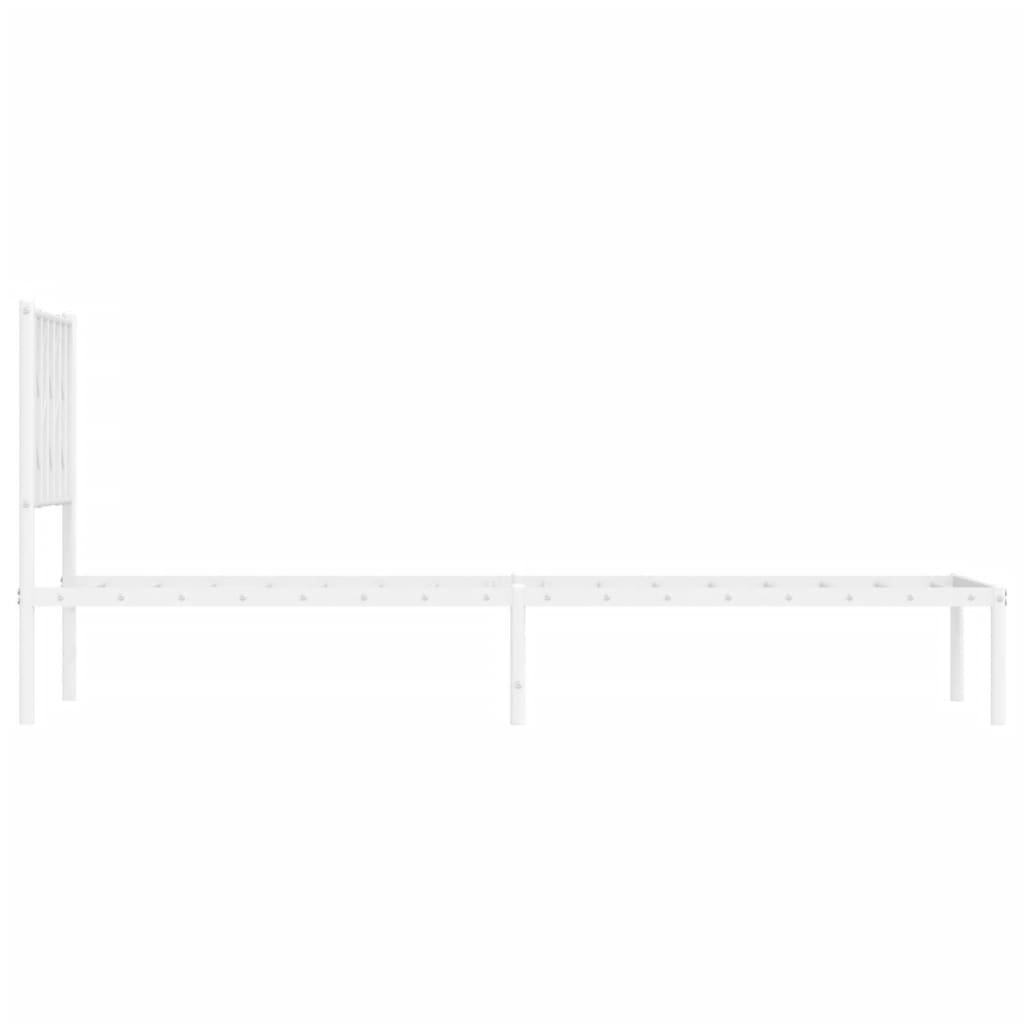 Sengeramme i metall med hodegavl hvit 80x200 cm