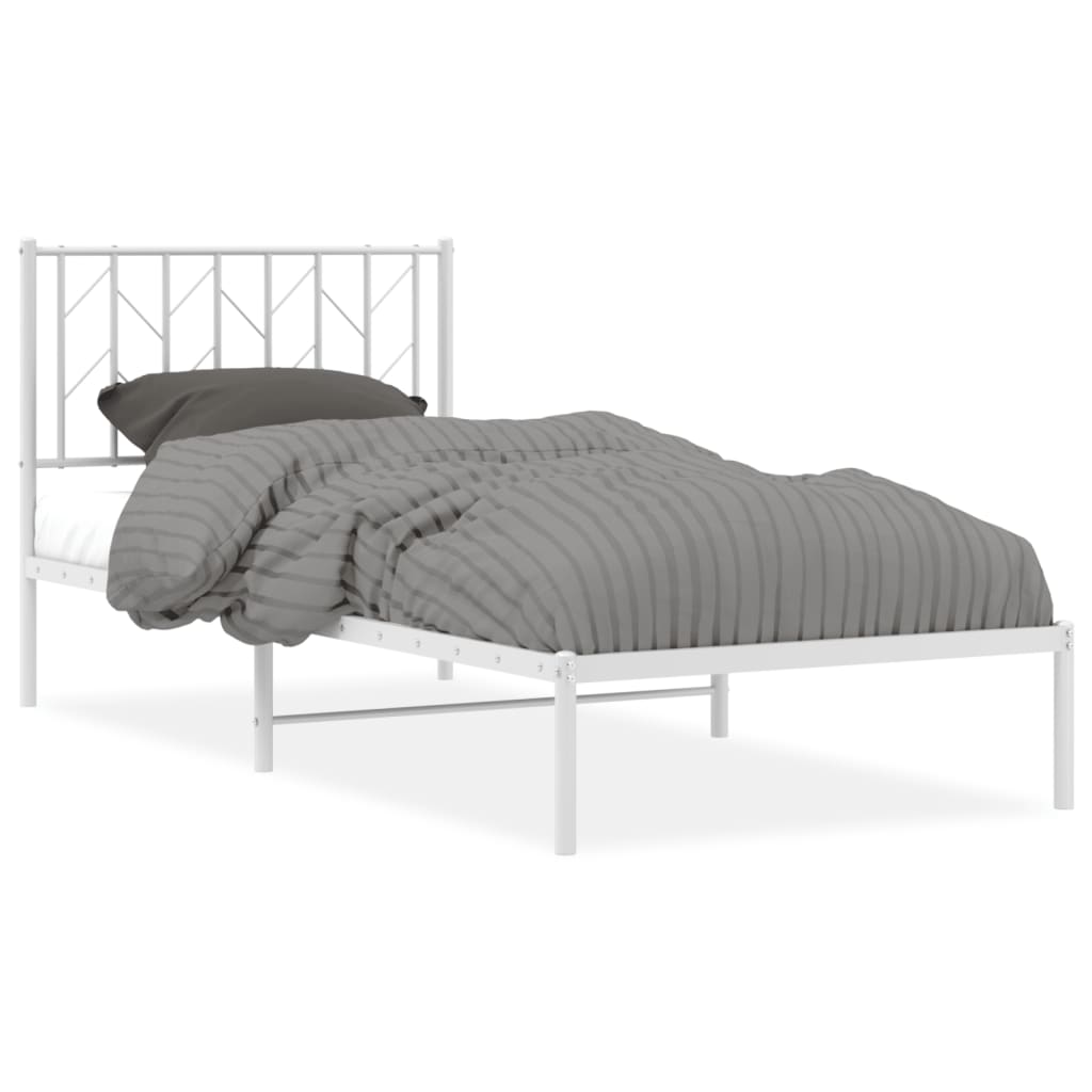 Sengeramme i metall med hodegavl hvit 90x190 cm vidaXL
