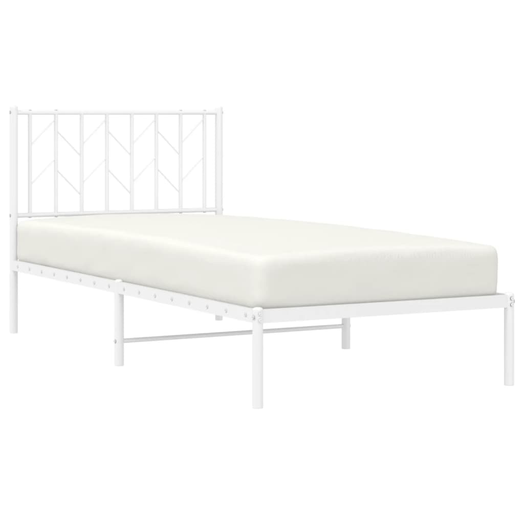 Sengeramme i metall med hodegavl hvit 90x190 cm vidaXL