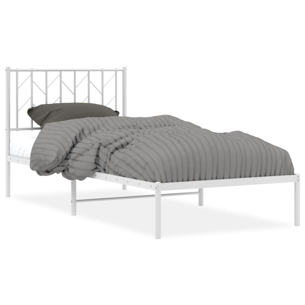 Sengeramme i metall med hodegavl hvit 90x200 cm vidaXL
