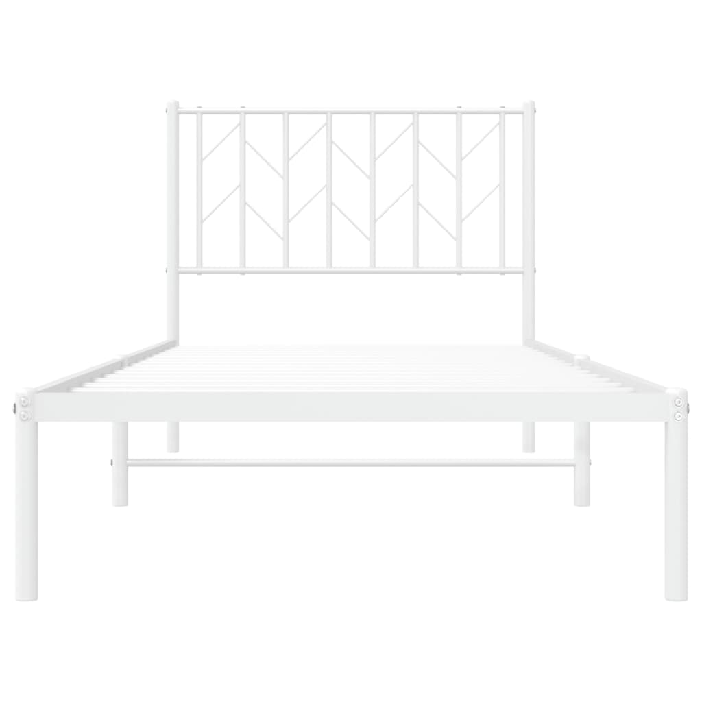 Sengeramme i metall med hodegavl hvit 90x200 cm vidaXL