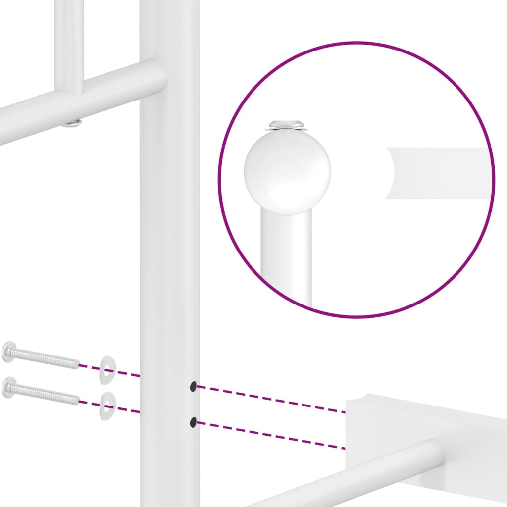 Sengeramme i metall med hodegavl hvit 100x190 cm