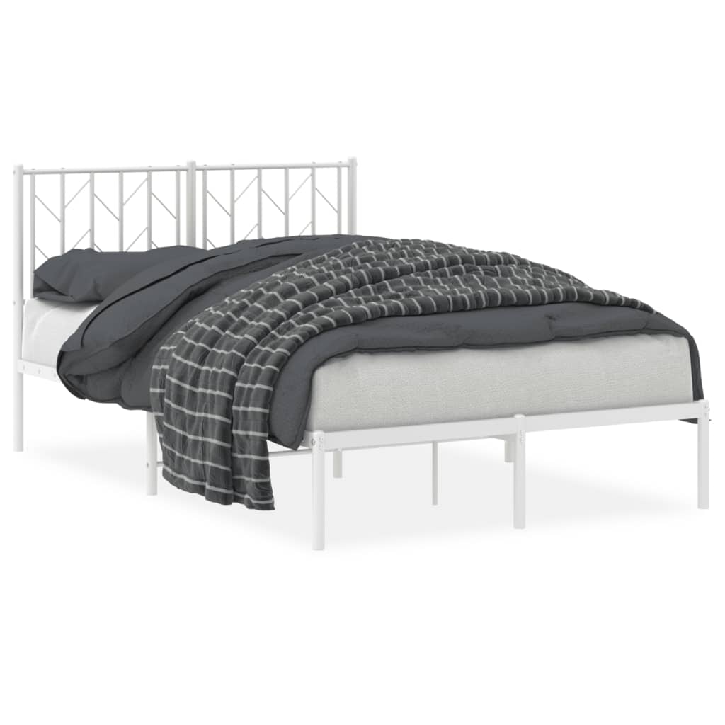 Sengeramme i metall med hodegavl hvit 120x190 cm vidaXL